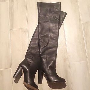 Tamara Mellon OTK pebble leather boots nwob
